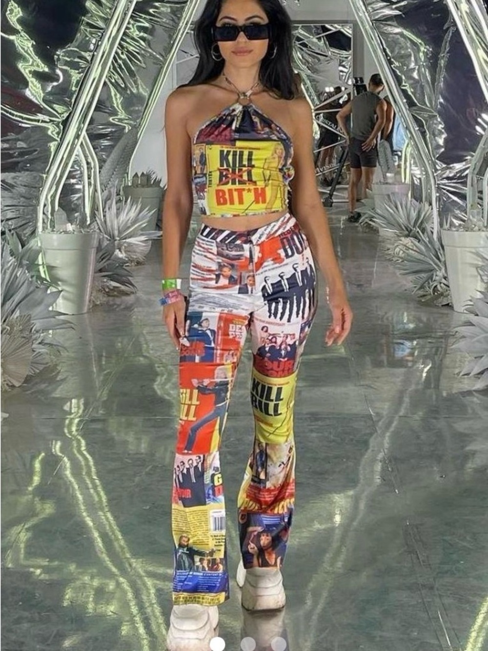 Multicolor Graphic Panta - Boot Flare Quentin Tarantino Classics